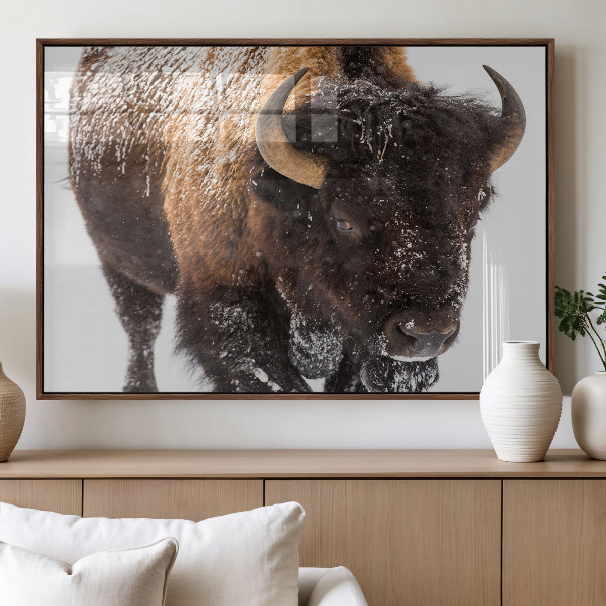 Bison Wall Art Canvas Print For Farmhouse, Wild Animal Wall Art