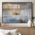 Blue Multi Panel Abstract Wall Art Canvas, Abstract Blue and Gold Canvas Print