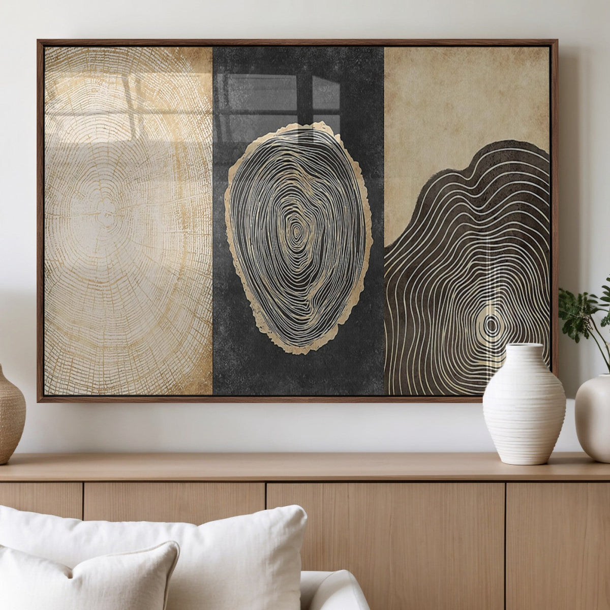Tree Rings Canvas Wall Art Print, Minimalist Natural History in Modern Decor