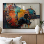 Abstract Guitar Wall Art Canvas | Vibrant Music-Inspired Art for Living Room or Studio