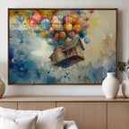 UP-Inspired Floating House with Balloons Canvas Art | Colorful Wall Decor