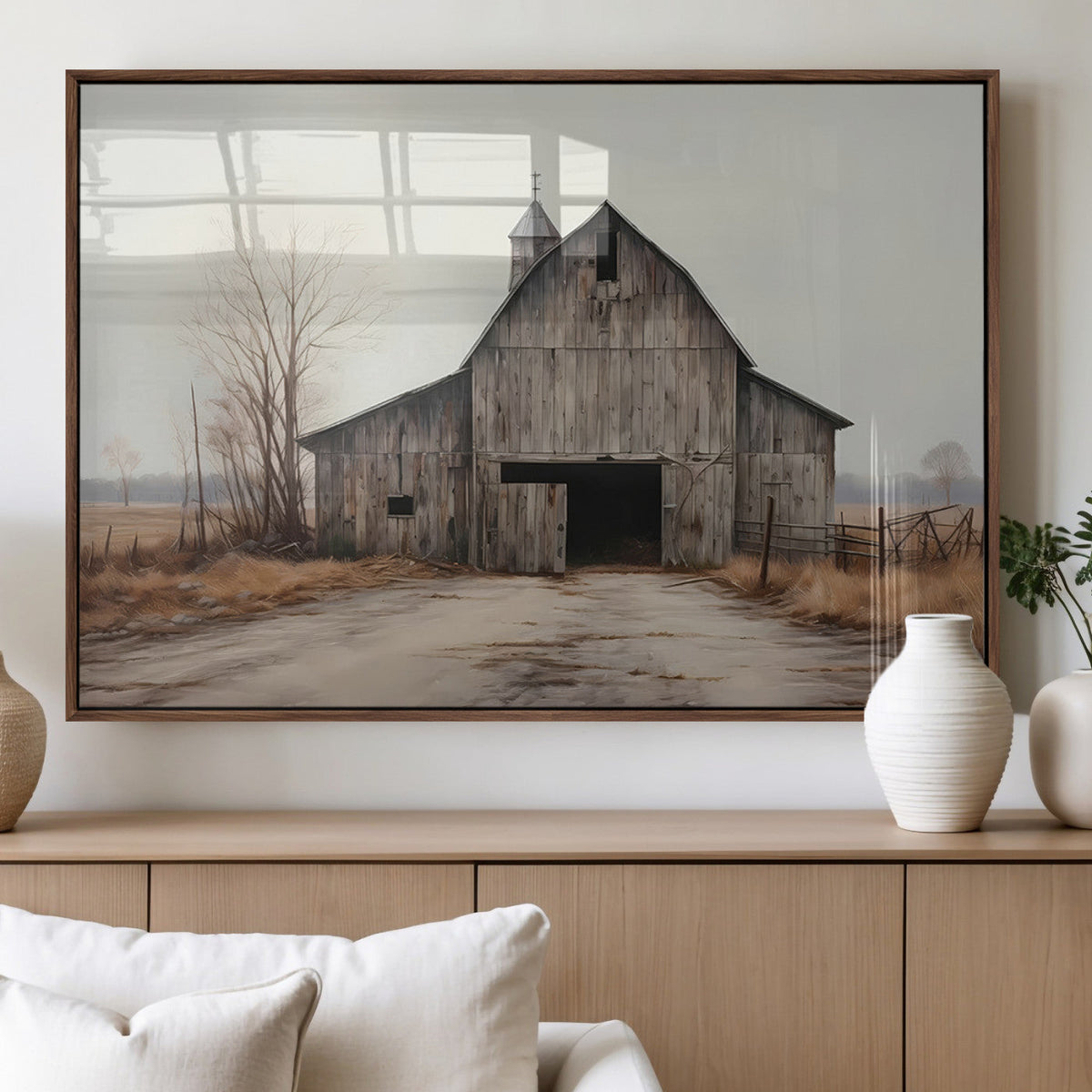 Farmhouse Rustic Barn Wall Art Canvas Print, Framed and Ready to Hang