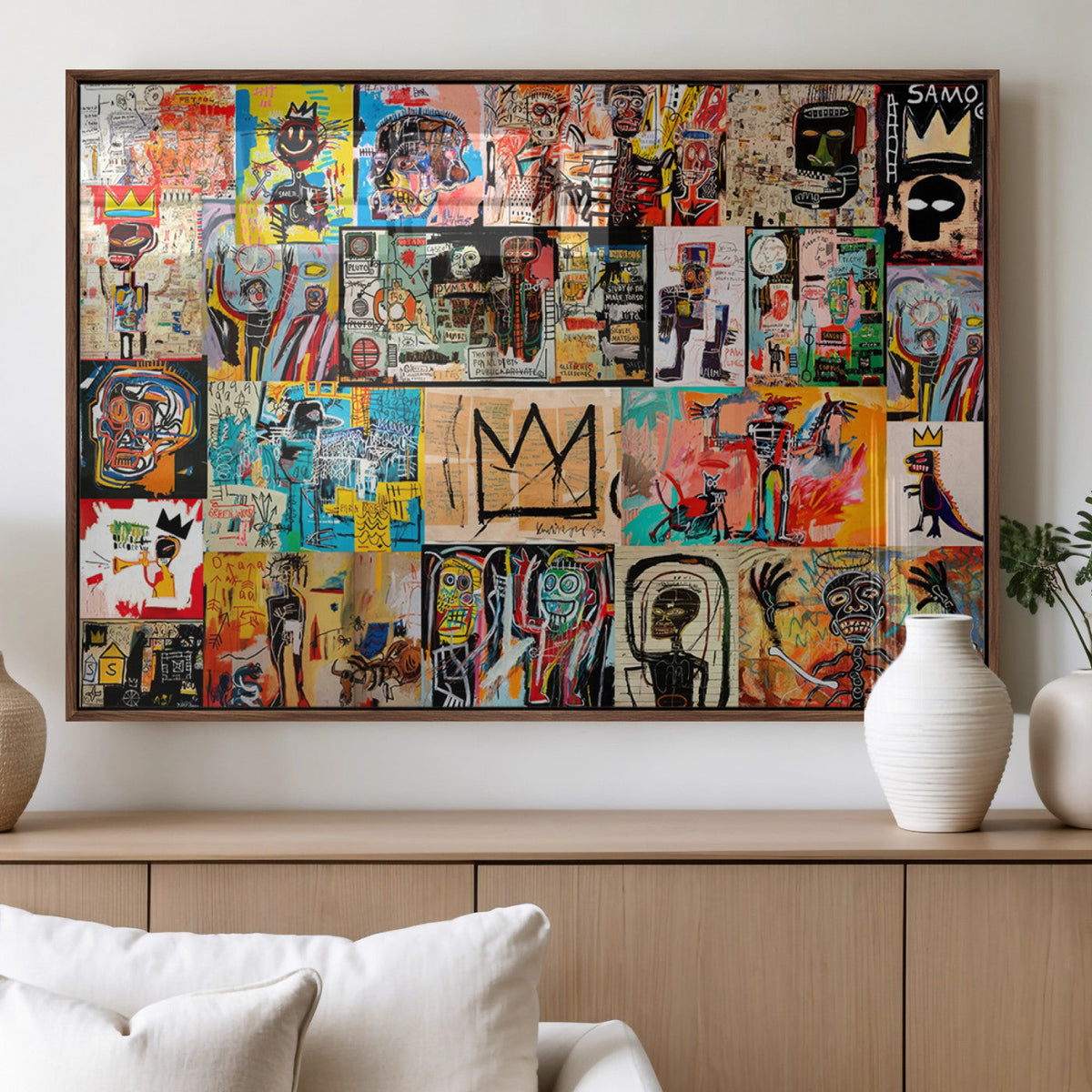 Abstract Art Collage Wall Art Canvas Print, Urban Graffiti Style