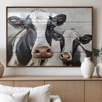 Vintage Baby and Mom Cattle Wall Art Canvas Print