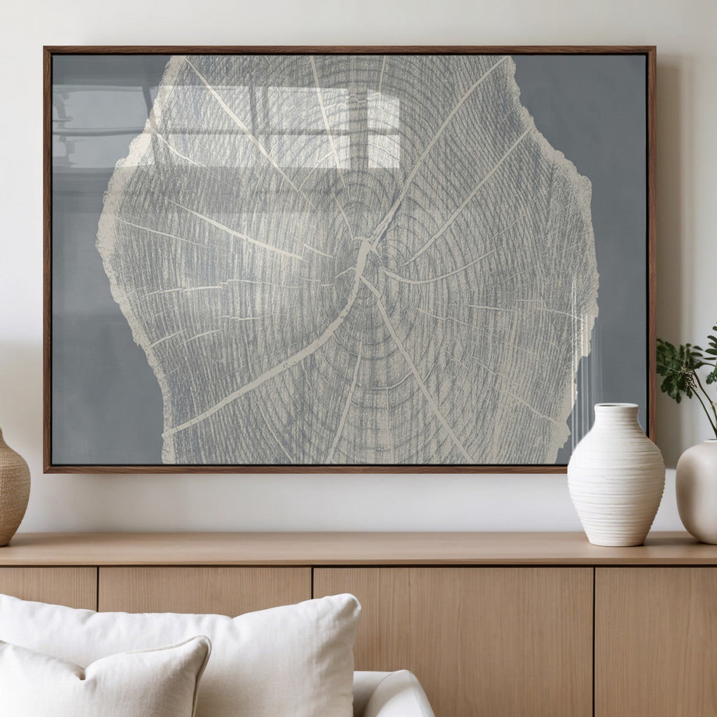 Abstract Tree Ring Wall Art Canvas Print, Framed and Ready to Hang