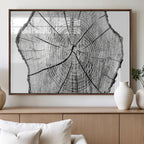 Rustic Tree Ring Wall Art Canvas Print, Framed and Ready to Hang