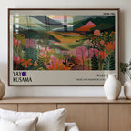 Yayoi Kusama Abstract Print, Vibrant Floral Mountain Art