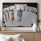 Poker Wall Art - Playing Cards Canvas Wall Art Print - Ace of Spades and Royal Flush Design