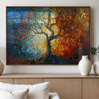 Yggdrasil Tree of Life Mosaic Stained Glass Wall Art Canvas Print