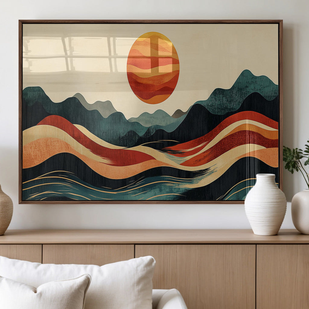 Mountain Triptych Wall Art Canvas Print | Western Boho Pine Tree Nature Print