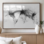 Flight Routes Air Traffic Map Canvas Wall Art, World Flight Routes Print