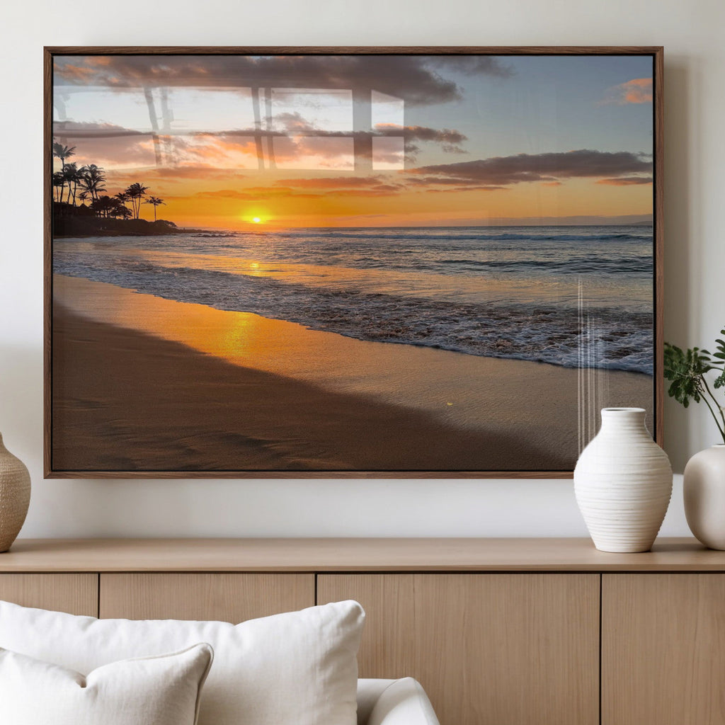 Sunset Wall Art Print - Stunning Beach Sunset Canvas Artwork