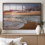 Ocean Sunset Wall Art Canvas Print | Sandy Shore and Gentle Waves