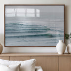 Ocean Waves Wall Art Canvas Print, Framed Surfer Lineup on a Crowded Ocean