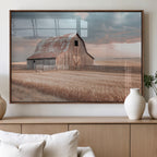 Rustic Barn Wall Art Canvas Print, Framed Wheat Field Scene
