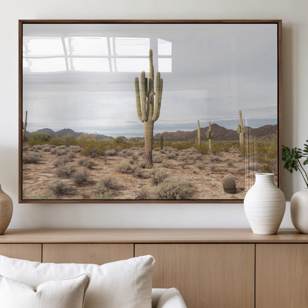 Saguaro Cactus Wall Art | Framed Desert Canvas Artwork