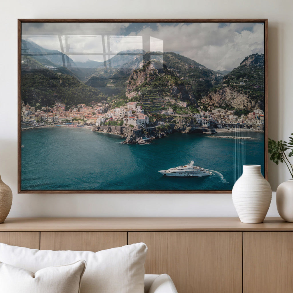 Amalfi Coast Wall Art | Framed Italian Seaside Canvas