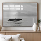 Whale Tail Wall Art | Framed Black White Ocean Canvas
