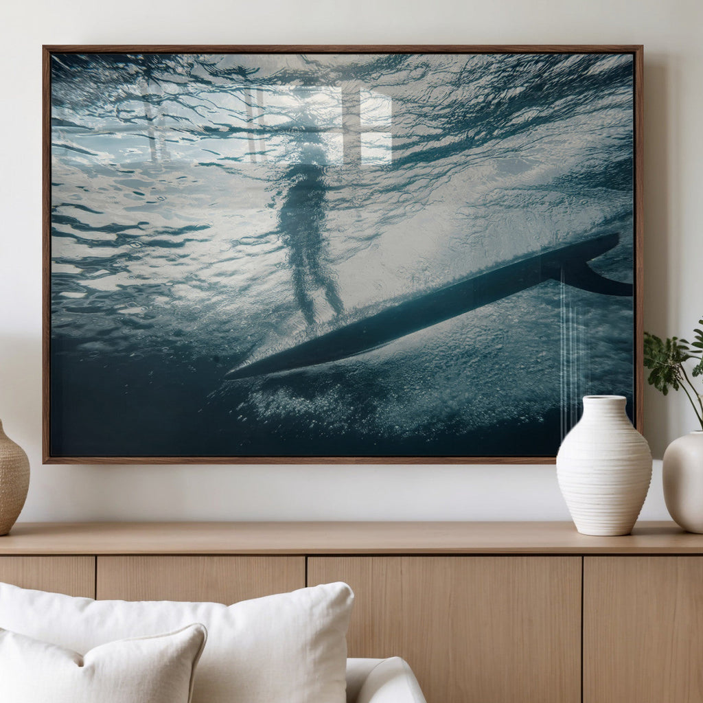 Underwater Surf Wall Art | Framed Ocean Wave Canvas Artwork