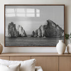 Coastal Wall Art | Framed Black White Ocean Canvas Artwork