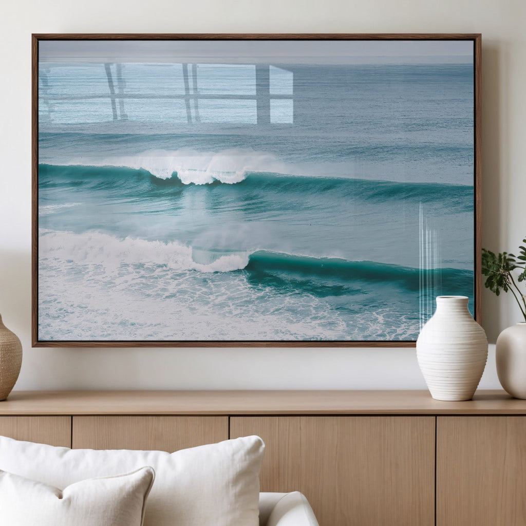 Ocean Swell Wall Art Canvas Print, Framed Surf Waves and Blue Water Scene