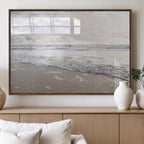 Ocean Waves Wall Art Canvas Print, Framed Coastal Shoreline Sea Foam Artwork
