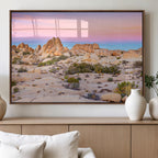 Vibrant Sunset Sky Wall Art Canvas Print, Framed Joshua Tree Desert Artwork