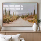 Desert Cactus Wall Art Canvas Print, Framed Southwestern Art, Bohemian Western Decor