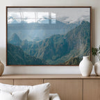 Misty Mountain Wall Art Canvas Print, Framed Cloudy Andean Art, Rugged Mountain Landscape