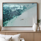 Minimal Beach Wall Art Canvas Print, Framed Ocean Swimming Art, Clear Ocean Decor