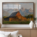 Rustic Barn Wall Art Canvas Print, Framed Western Landscape Art, Farmhouse Style Decor