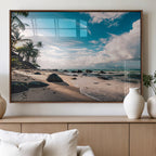 Tropical Beach Wall Art Canvas Print, Framed Ocean Waves Relaxing Seascape