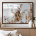 Pampas Grass Wall Art Canvas Print, Framed Neutral Tones Minimalist Boho