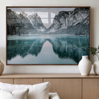 Mountain Lake Wall Art Canvas Print, Framed Toblacher See Winter Wonderland