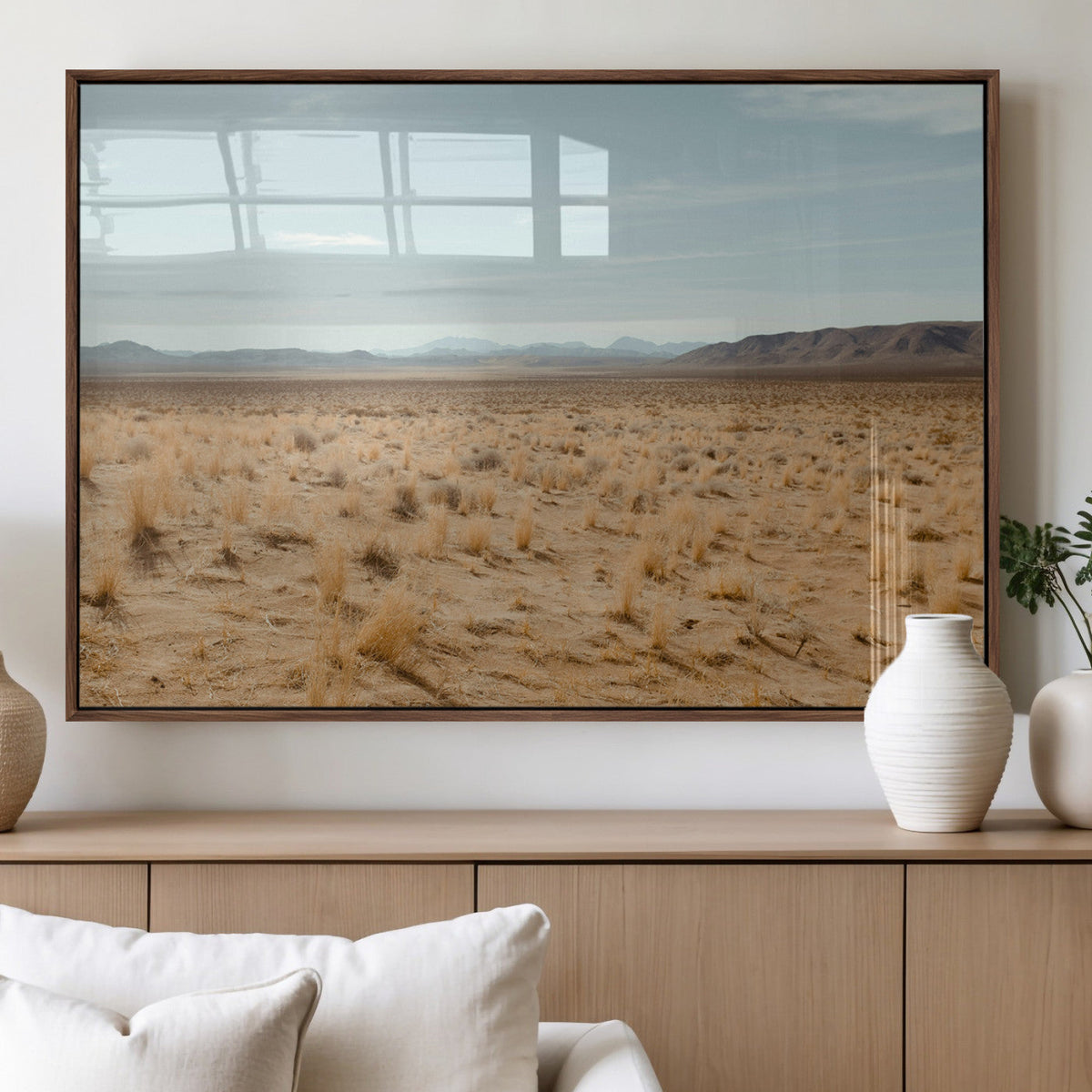 Desert Plains Wall Art Canvas Print, Golden Light Over Dry Grass and Open Horizon