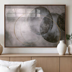 Abstract Grey Gold Wall Art | Modern Geometric Canvas