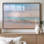 Serene Ocean Waves Wall Art Canvas Print, Pastel Sky Over a Soft Sand Beach