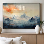 Warm Clouds Abstract Mountain Wall Art, Modern Landscape Canvas Print