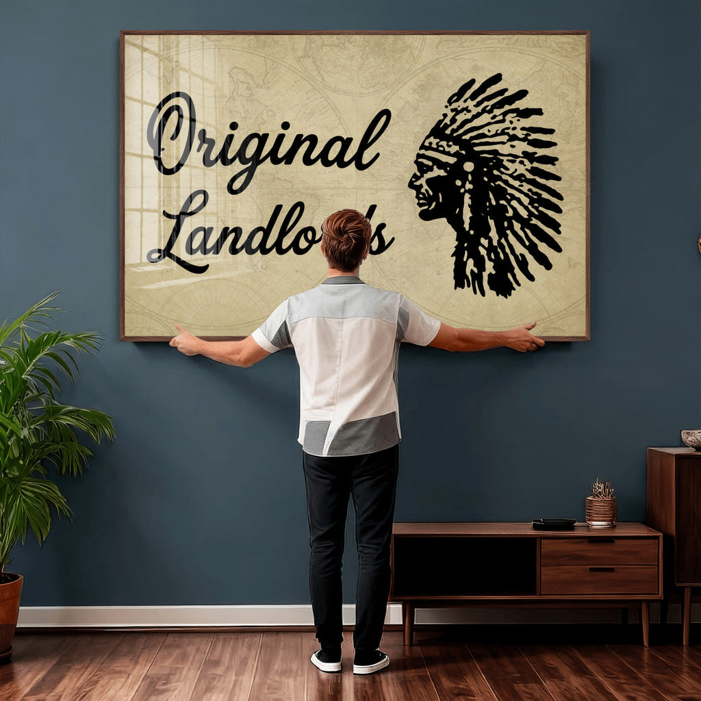 Original Landlords Wall Art Canvas Print, Native American Silhouette Artwork