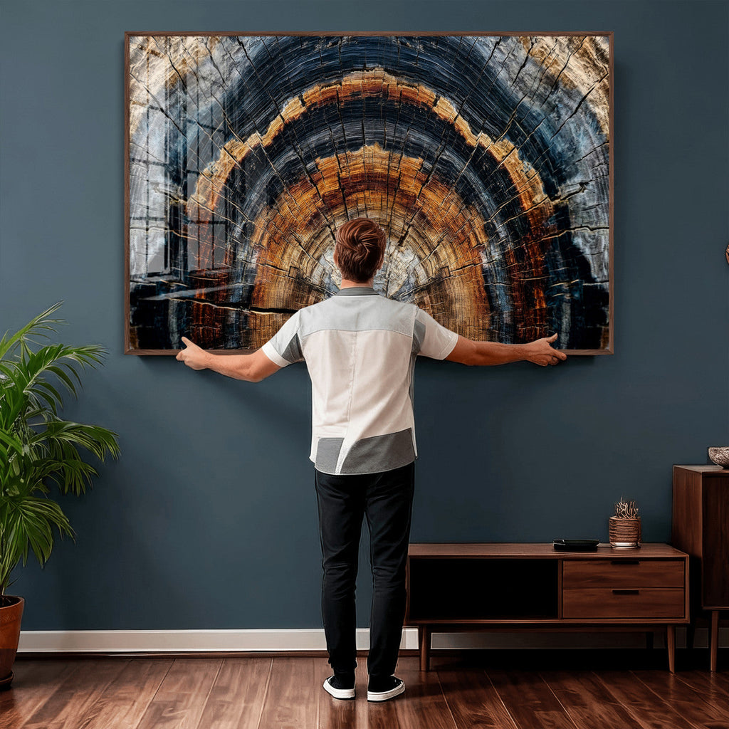 Abstract Wood Grain Canvas Print, Tree Ring Pattern Wall Art, Extra Large Living Room Wall Decor