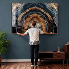 Abstract Wood Grain Canvas Print, Tree Ring Pattern Wall Art, Extra Large Living Room Wall Decor