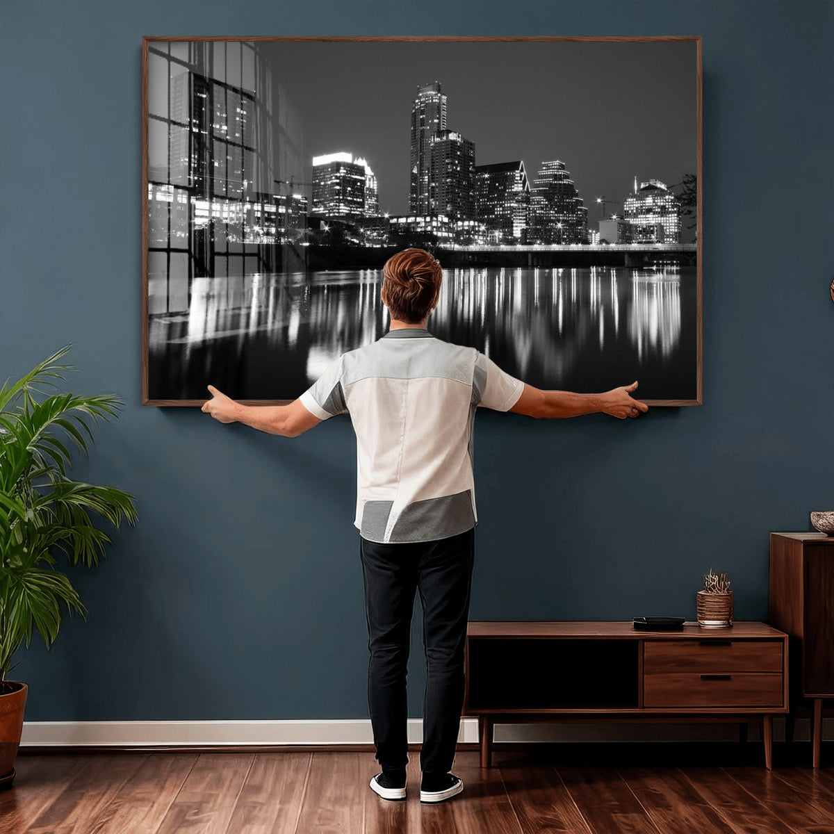Austin Skyline Wall Art Canvas Print, Austin Downtown Night Cityscape