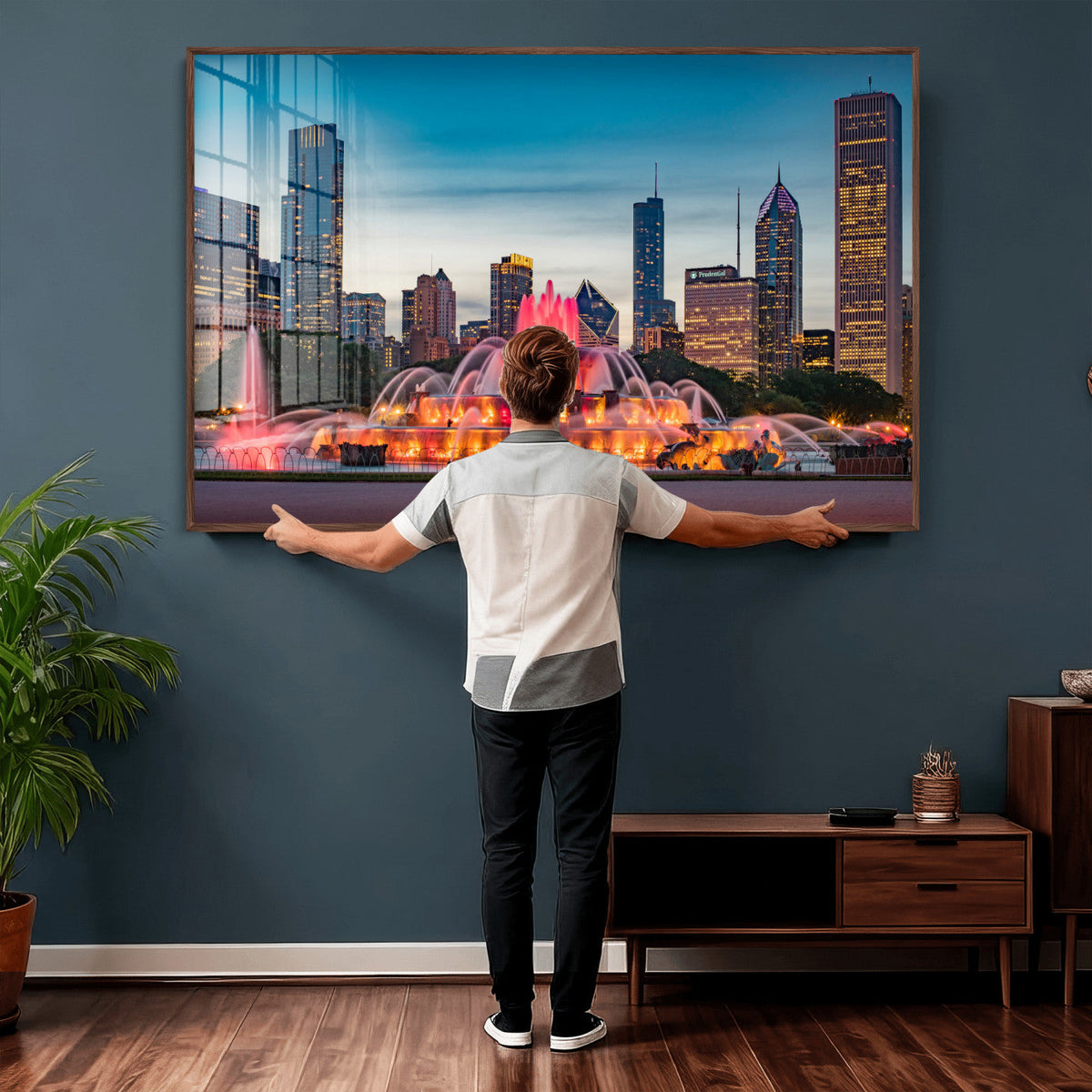Chicago Wall Art Canvas Print - Chicago City Downtown Night Cityscape