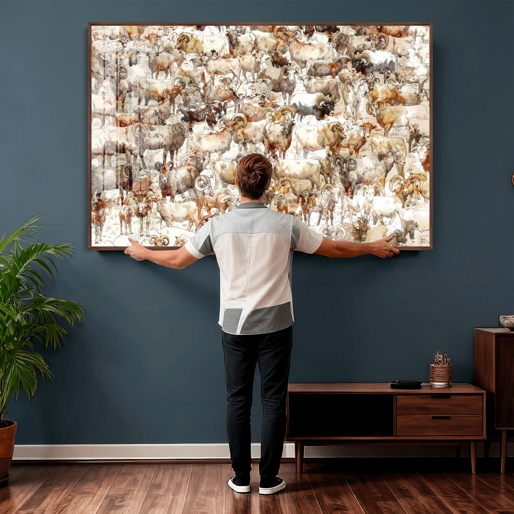 Farmhouse Bighorn Sheep Wall Art Canvas Print