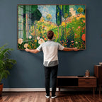 Gustav Klimt Boho Mountain Landscape Large Wall Art, Gold Sun and Flowers Print