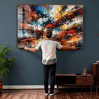 Lyrical Abstract Wall Art Canvas Print, Orange Blue Abstract