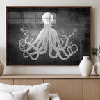 Black White Octopus Wall Art Canvas Print