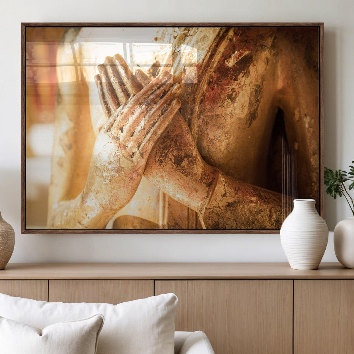 Buddha Statue Hands Wall Art Canvas Print