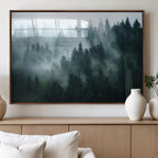 Misty Forest Wall Art | Serene Green Landscape Canvas Print