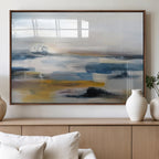 Abstract Landscape Wall Art Canvas | 3 Panel Modern Blue, Gold and White Canvas Art
